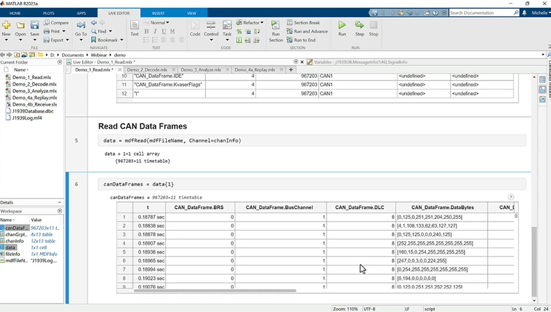 Read CAN Data Frames