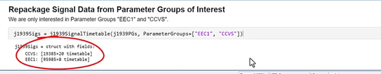 Repackage Signal Data from Parameter Groups of Interest