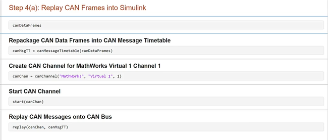 Step 4(a) Replay CAN Frames into Simulink