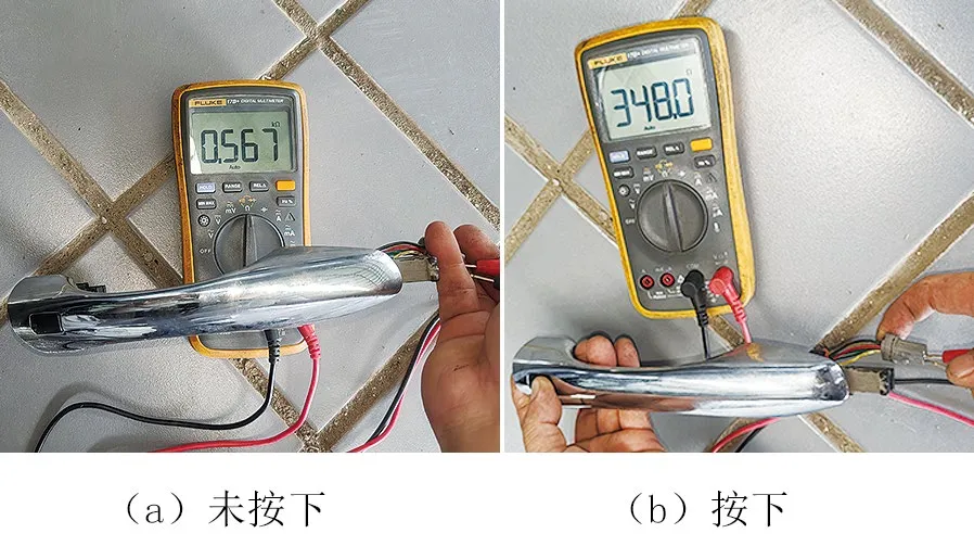 圖7 測量副駕駛人側車門外把手觸發按鈕的電阻