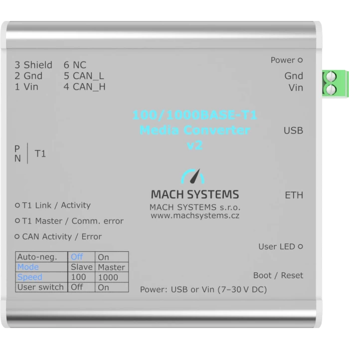 Mach Systems 100/1000BASE-T1 媒體轉換器 v2 MATEnet:圖片 2